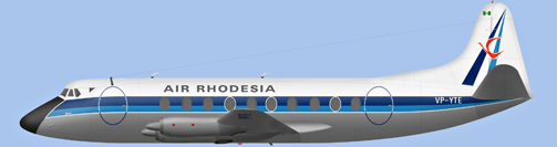 David Carter illustration of Air Rhodesia Viscount VP-YTE